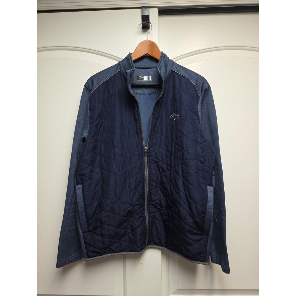Callaway Weather Series Jacket Sz Medium Blue Full Zip Quilted Golf Outerwear
